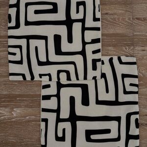 Set of 2 Geometric Throw Pillow Covers 18x18 Linen with Zipper